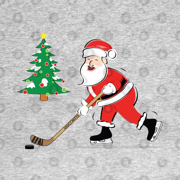 Hockey Santa and Christmas Tree by SaucyMittsHockey